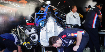 The Meyer Shank Racing crew worked quickly to disassemble the damaged #66 entry and began preparing a backup. Photo: Kevin Dejewski