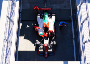 PREMA pushes Shwartzman's car out before his only qualifying attempt on Saturday. Photo: Kevin Dejewski