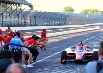Shwartzman pulls into the pits his PREMA team celebrates pole. Photo: Kevin Dejewski