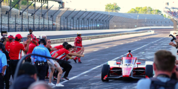 Shwartzman pulls into the pits his PREMA team celebrates pole. Photo: Kevin Dejewski