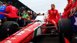 Shwartzman sits on pole position, soaking in the sights ahead of the Indianapolis 500. Photo: Kevin Dejewski