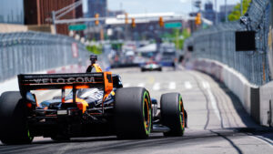 Laps went by quickly on the short street course. Photo: Kevin Dejewski
