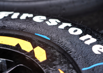 Rain falls on tires in the pit lane. Photo: Kevin Dejewski