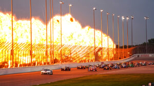 The pre-race pyrotechnics were impressive. Photo: Kevin Dejewski