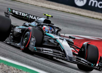 Mercedes’ Kimi Antonelli qualified in sixth place for the Spanish GP before retiring from the race