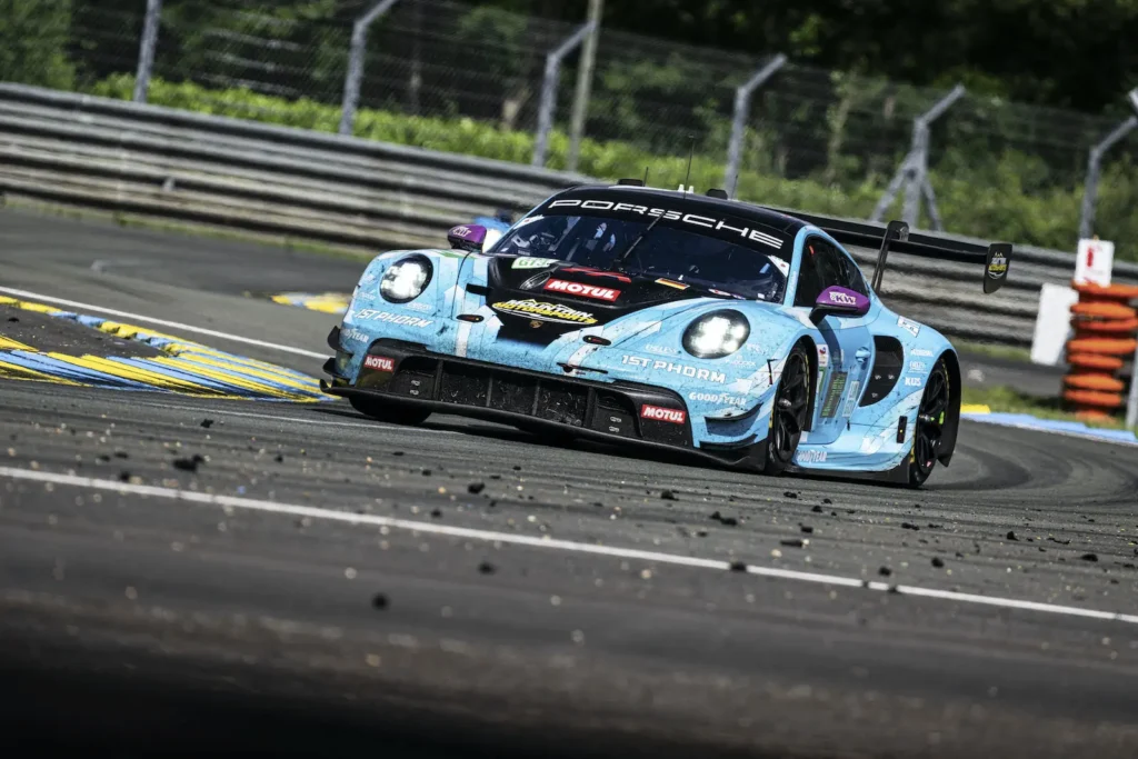 Riccardo Perera and his #92 Manthey Porsche 911 LMGT3.R team-mates Richard Lietz and Ryan Hardwick won the 24 Hours of Le Mans in the LMGT3 category