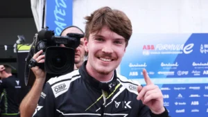 Race winner Dan Ticktum of Great Britain and CUPRA KIRO celebrates in parc ferme during the Jakarta E-Prix, Round 12 of the 2025 FIA Formula E World Championship at Jakarta International e-Prix Circuit on June 21, 2025 in Jakarta, Indonesia
