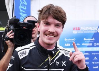 Race winner Dan Ticktum of Great Britain and CUPRA KIRO celebrates in parc ferme during the Jakarta E-Prix, Round 12 of the 2025 FIA Formula E World Championship at Jakarta International e-Prix Circuit on June 21, 2025 in Jakarta, Indonesia