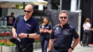 (L to Mark Rushbrook (USA) Ford Performance Motorsports Global Director with Christian Horner (GBR) Red Bull Racing Team Principal. 11.04.2025. Formula 1 World Championship, Rd 4, Bahrain Grand Prix, Sakhir, Bahrain, Practice Day