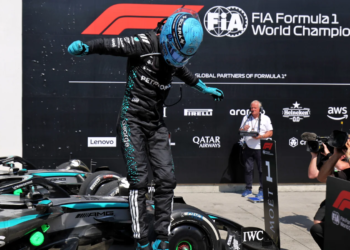 Race winner George Russell (GBR) Mercedes AMG F1 W16 celebrates in parc ferme. 15.06.2025. Formula 1 World Championship, Rd 10, Canadian Grand Prix, Montreal, Canada, Race Day