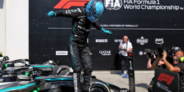 Race winner George Russell (GBR) Mercedes AMG F1 W16 celebrates in parc ferme. 15.06.2025. Formula 1 World Championship, Rd 10, Canadian Grand Prix, Montreal, Canada, Race Day