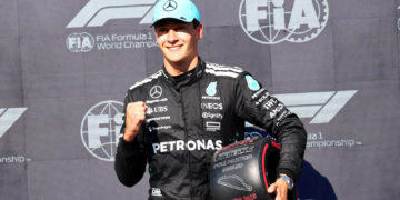 George Russell (GBR) Mercedes AMG F1 celebrates his pole position in qualifying parc ferme. 14.06.2025. Formula 1 World Championship, Rd 10, Canadian Grand Prix, Montreal, Canada, Qualifying Day