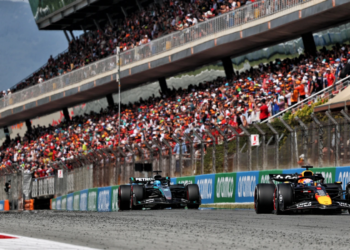 George Russell and Max Verstappen tangled at Turn 1 and at Turn 5
