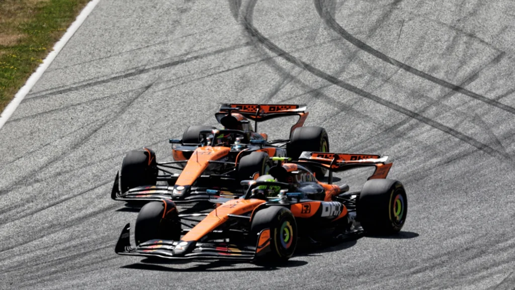 Norris and Piastri spent the early stages jostling for the lead