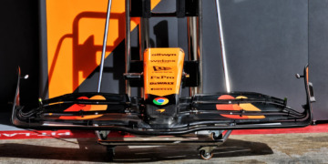 McLaren MCL39 front wing. 29.05.2025. Formula 1 World Championship, Rd 9, Spanish Grand Prix, Barcelona, Spain, Preparation Day