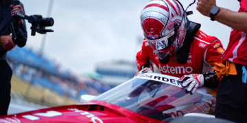 Newgarden climbs into his #2 Team Penske Chevy to qualify for the Iowa double-header. Photo: Kevin Dejewski