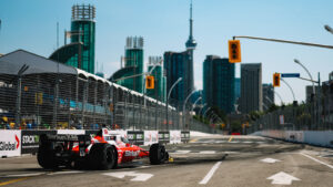 The Toronto skyline overlooks the city course. Photo: IndyCar - Joe Skibinski
