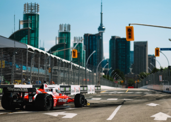 The Toronto skyline overlooks the city course. Photo: IndyCar - Joe Skibinski