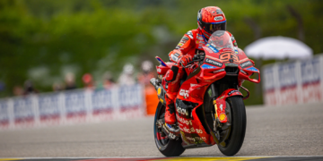 Marc Marquez (ESP) takes victory at the German MotoGP round at the Sachsenring