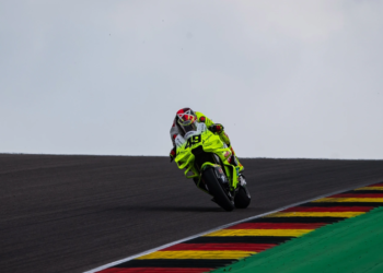 Fabio Di Giannantonio (VR46) in practice at the German MotoGP round