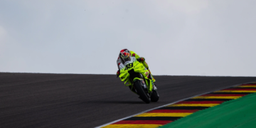 Fabio Di Giannantonio (VR46) in practice at the German MotoGP round