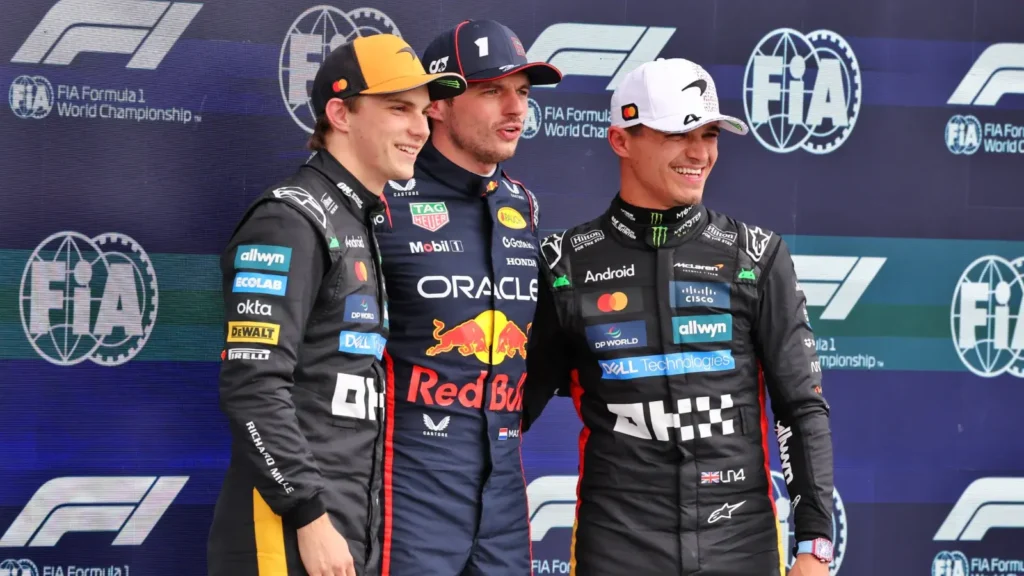 Lando Norris qualified behind Max Verstappen and Oscar Piastri on home soil