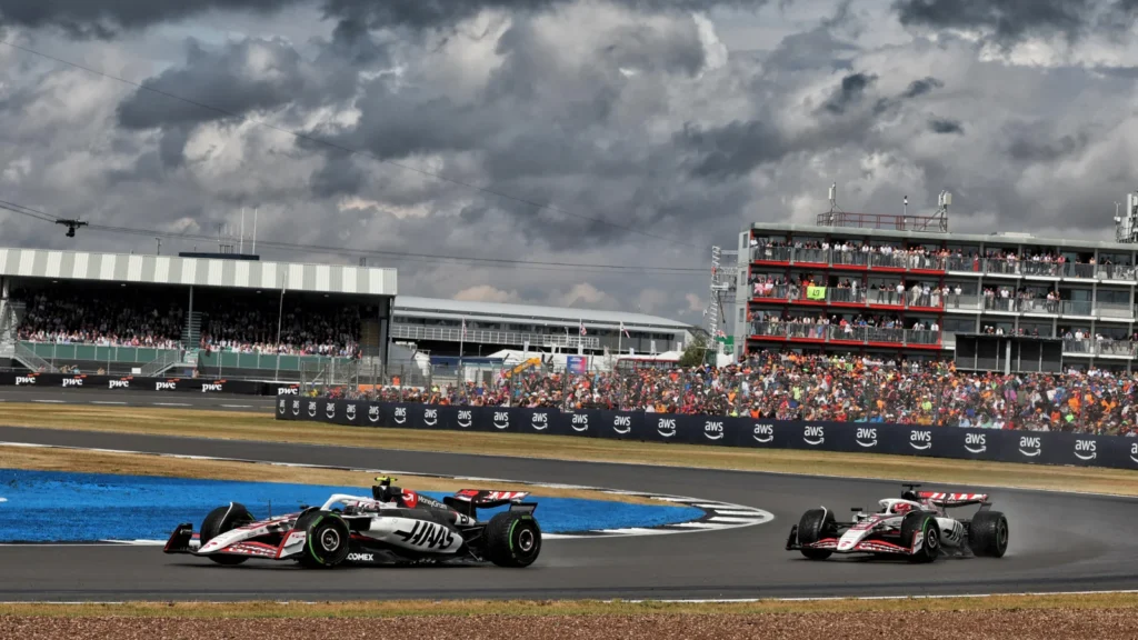 The Haas drivers collided at Silverstone late on
