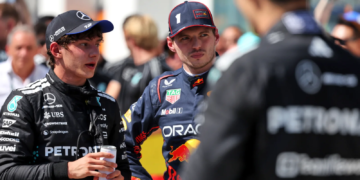 (L to R): Third placed Andrea Kimi Antonelli (ITA) Mercedes AMG F1 in parc ferme with second placed Max Verstappen (NLD) Red Bull Racing. 15.06.2025. Formula 1 World Championship, Rd 10, Canadian Grand Prix, Montreal, Canada, Race Day