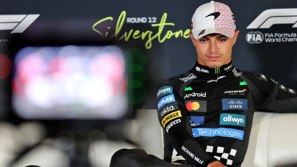Lando Norris (GBR) McLaren in the post race FIA Press Conference. 06.07.2025. Formula 1 World Championship, Rd 12, British Grand Prix, Silverstone, England, Race Day