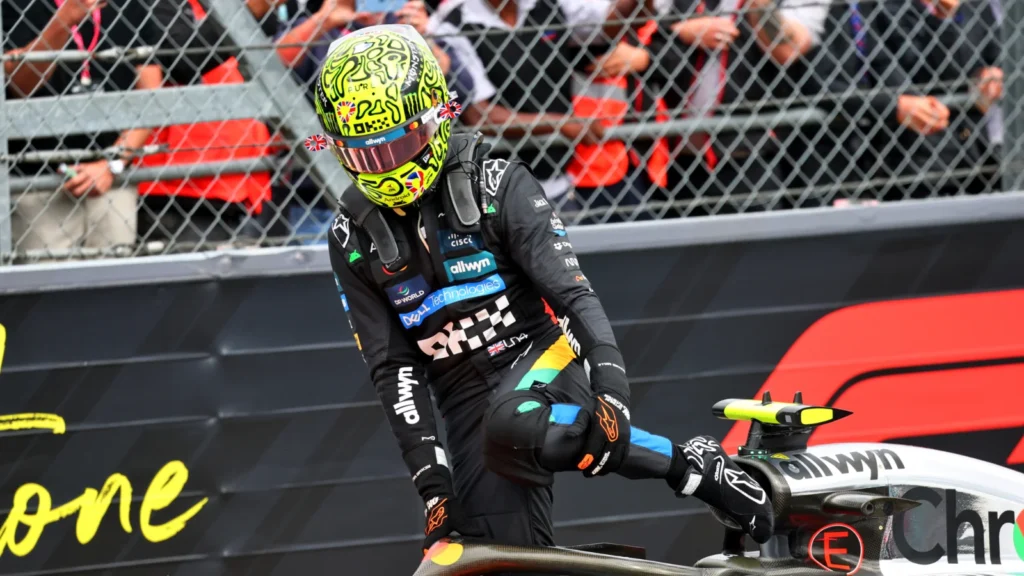 Lando Norris (GBR) McLaren MCL39 in qualifying parc ferme. 05.07.2025. Formula 1 World Championship, Rd 12, British Grand Prix, Silverstone, England, Qualifying Day