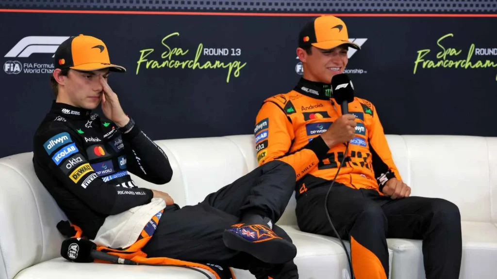Lando Norris and Oscar Piastri will share the front row at Spa