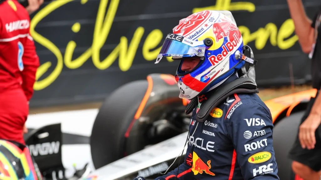 Max Verstappen (NLD) Red Bull Racing celebrates his pole position in qualifying parc ferme. 05.07.2025. Formula 1 World Championship, Rd 12, British Grand Prix, Silverstone, England, Qualifying Day