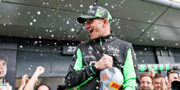 Nico Hulkenberg stormed from the back of the grid to claim a podium at Silverstone