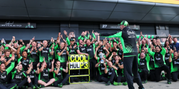 Nico Hulkenberg (GER) Sauber celebrates his third position with the team. 06.07.2025. Formula 1 World Championship, Rd 12, British Grand Prix, Silverstone, England, Race Day