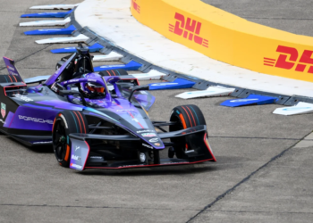 Pascal Wehrlein of Germany driving the (1) TAG Heuer Porsche Formula E Team Porsche 99X Electric Gen3 on track ahead of Practice, ahead of the Berlin E-Prix, Round 13 of the 2025 FIA Formula E World Championship at Tempelhof Airport Circuit on July 11, 2025 in Berlin, Germany