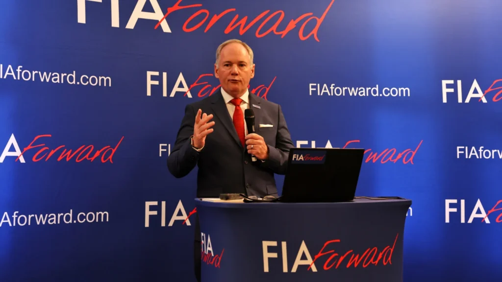 Tim Mayer (USA) FIA Forward announces his running for FIA Presidency at a Media Briefing at Whittlebury Hall. 04.07.2025. Formula 1 World Championship, Rd 12, British Grand Prix, Silverstone, England, Practice Day