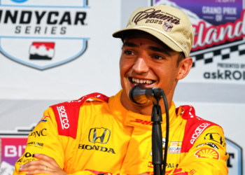 Palou sported a 'Champ' hat moments after securing the title. Photo: Kevin Dejewski