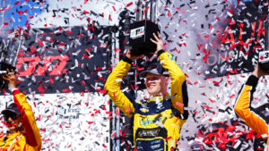 Rasmussen sliced through the field to take his maiden win in IndyCar. Photo: Kevin Dejewski
