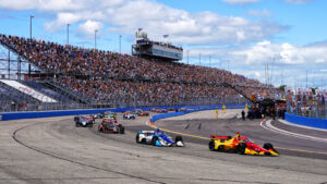 The field roared away with a full grandstand of fans watching on. Photo: Kevin Dejewski