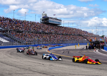 The field roared away with a full grandstand of fans watching on. Photo: Kevin Dejewski