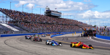 The field roared away with a full grandstand of fans watching on. Photo: Kevin Dejewski