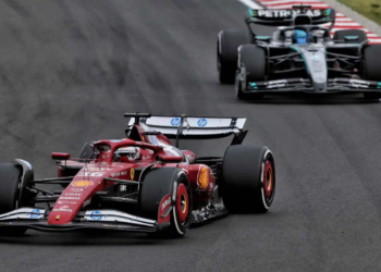 George Russell snatched the final spot on the podium from Charles Leclerc