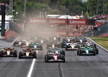 Charles Leclerc got a good launch from pole to lead into Turn 1