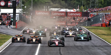 Charles Leclerc got a good launch from pole to lead into Turn 1