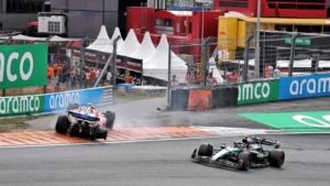 The Ferrari of Charles Leclerc was taken out of the Dutch GP by Kimi Antonelli's Mercedes