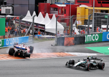 The Ferrari of Charles Leclerc was taken out of the Dutch GP by Kimi Antonelli's Mercedes