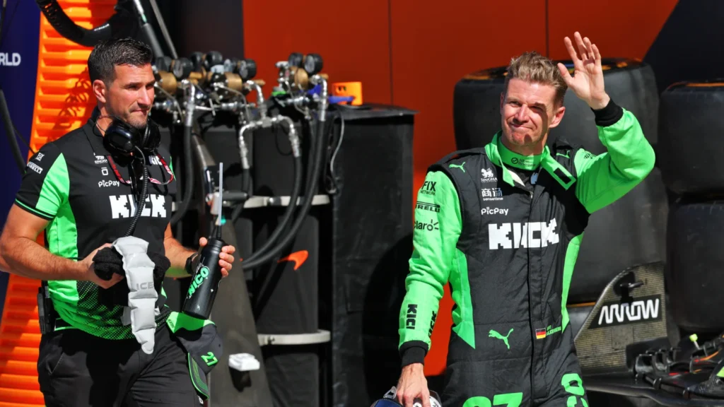 Nico Hulkenberg had a smile for the fans despite being out in Q1