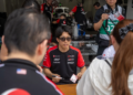 Toyota-backed Sho Tsuboi drew in fans at Fuji for his TPC test with Haas. Image: Haas