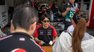 Toyota-backed Sho Tsuboi drew in fans at Fuji for his TPC test with Haas. Image: Haas