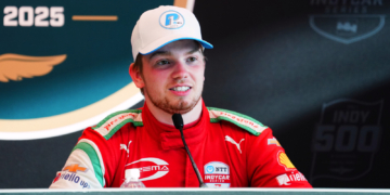 Shwartzman was certainly happy after earning pole for the 109th Indianapolis 500 in May. Photo: Kevin Dejewski